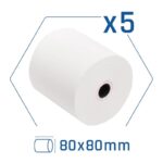 Papel Térmico iggual 80x80mm sin BPA – Pack de 5 Rollos