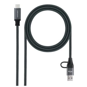 Foto de NANOCABLE Cable de Datos y Carga USB 3.2 Nanocable 10.01.4111-L150-COMB · USB-C/A a USB-C · Power Delivery 100W · 1.5 metros (PN: 10.01.4111-L150-COMB)