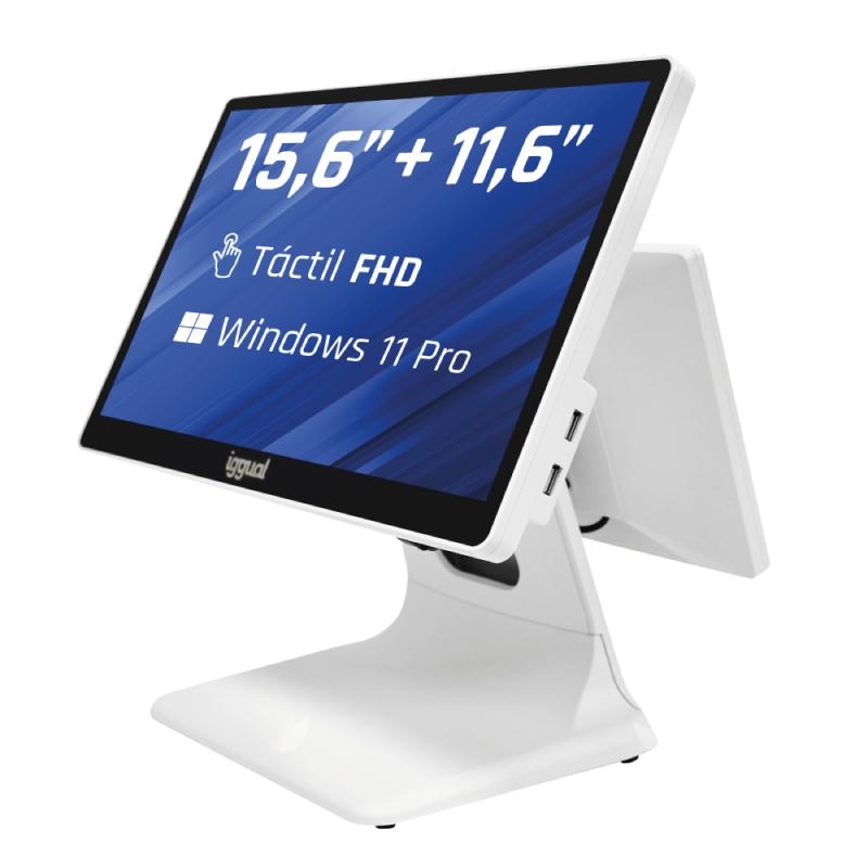 Foto de iggual Terminal Punto de Venta Dual 15.6" y 11.6" iggual IGG321027 · Intel Core i5-8350U · 8 GB RAM · 256 GB SSD · Windows 11 Pro (PN: IGG321027)