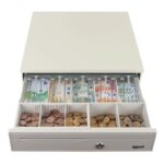 Cajón Portamonedas iggual IRON-30W · 42×42 cm · 5 Billetes / 5 Monedas · Blanco