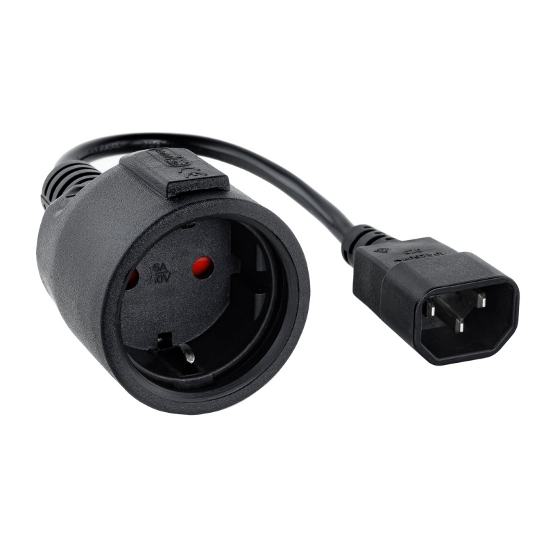 Foto de NANOCABLE Cable Adaptador de Alimentación IEC C14 Macho a Schuko Hembra de 25cm · Nanocable 10.22.0901 (PN: 10.22.0901)