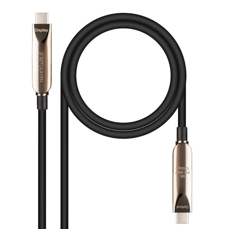 Foto de NANOCABLE Cable Activo Óptico (AOC) Nanocable USB 3.2 Gen 2x1 Type-C 5m · 60W · 8K (PN: 10.01.4605)