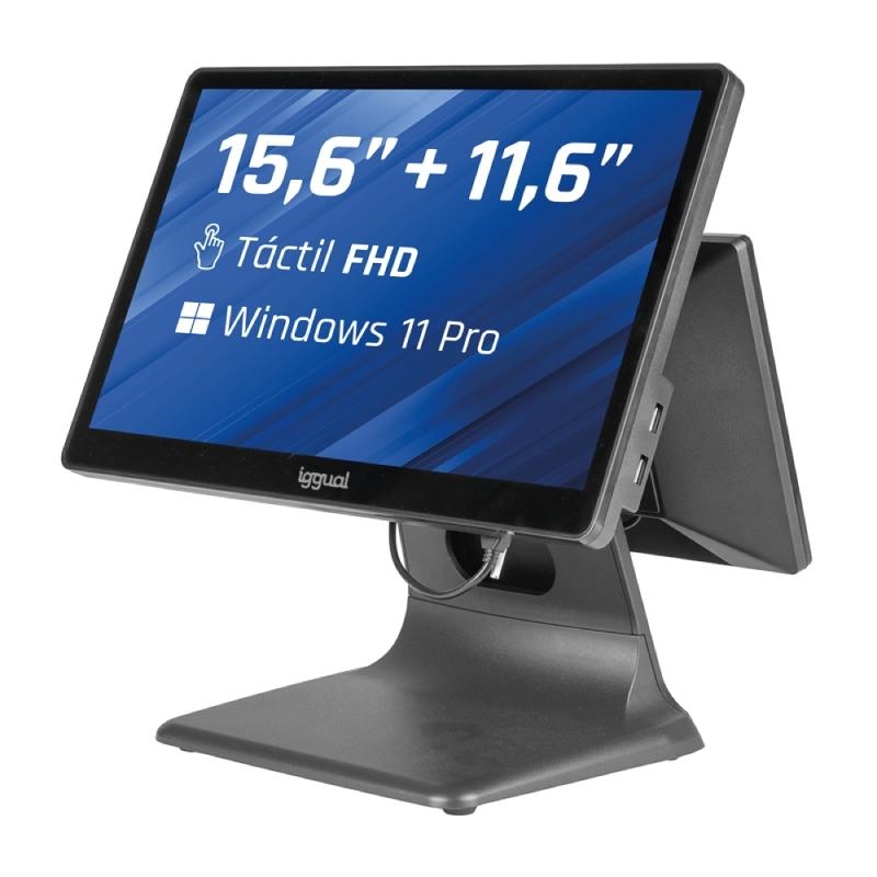Foto de iggual Terminal Punto de Venta Dual 15.6" y 11.6" iggual Intel N100 8GB 256GB SSD Windows 11 Pro (PN: IGG320525)