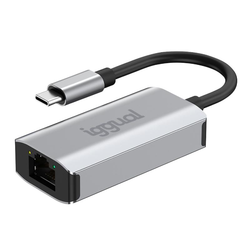 Foto de iggual Adaptador USB tipo C a Ethernet iggual IGG317693 · 1000Mbps Gigabit (PN: IGG317693)