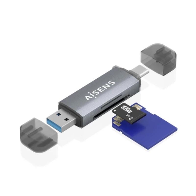 Foto de Aisens Lector de Tarjetas Aisens ASCR-2AC08-GR · SD, MSD, MMC, RS-MMC, Micro USB (PN: ASCR-2AC08-GR)