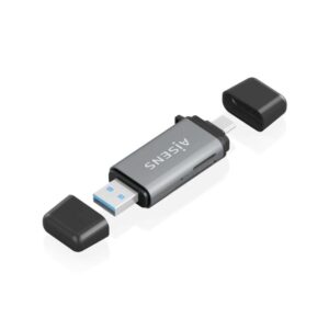 Foto de Aisens Lector de Tarjetas Aisens ASCR-2AC11-GR · Soporte SD, MSD, MMC, RS-MMC, MMCm, USB-A y USB-C (PN: ASCR-2AC11-GR)