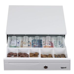 Foto de iggual Cajón Portamonedas iggual IRON-30PW · 30x33 cm · 5 Billetes / 5 Monedas · Blanco Puro (PN: IGG318782)