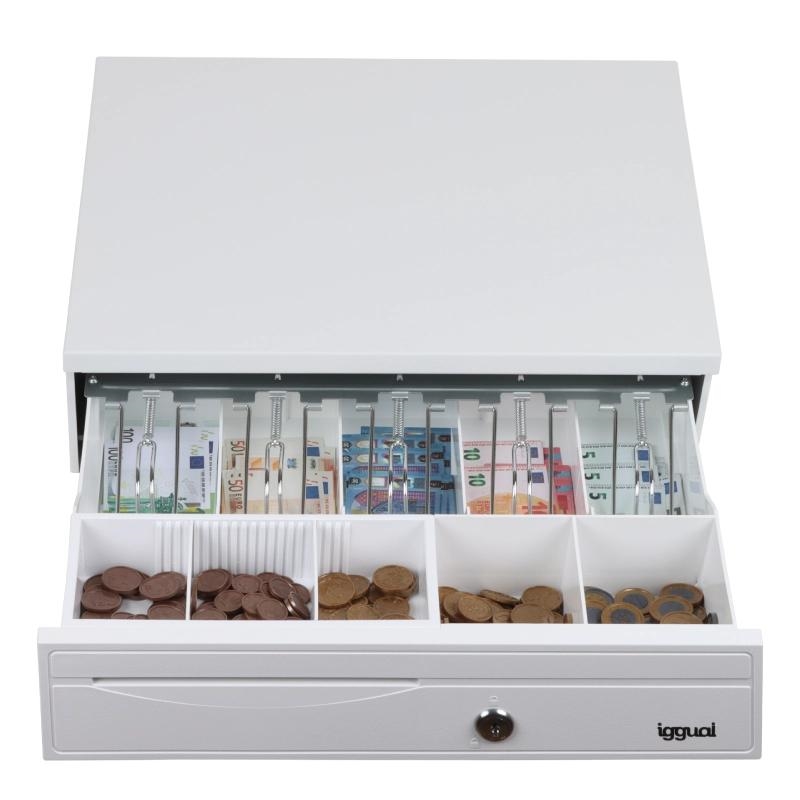 Foto de iggual Cajón Portamonedas iggual IRON-30PW · 30x33 cm · 5 Billetes / 5 Monedas · Blanco Puro (PN: IGG318782)