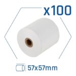 Pack 100 Rollos Papel Térmico 57x57mm Sin BPA para Impresoras Térmicas