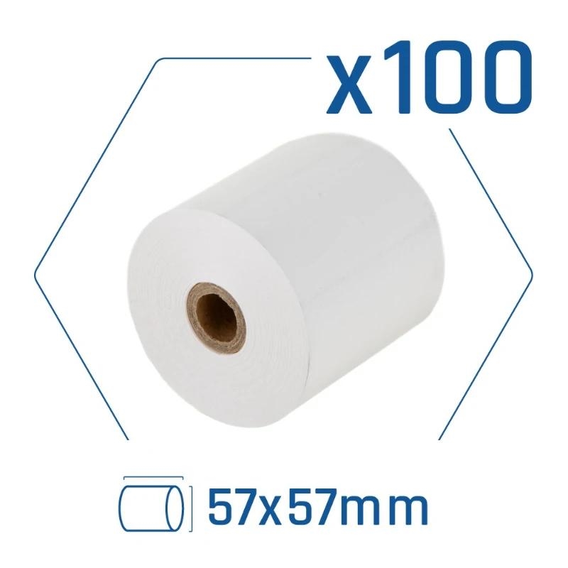 Foto de iggual Pack 100 Rollos Papel Térmico 57x57mm Sin BPA para Impresoras Térmicas (PN: IGG318911p)