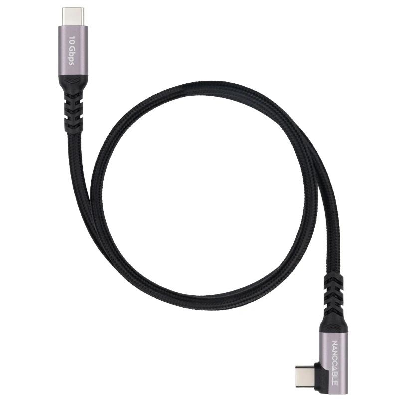 Foto de NANOCABLE Cable USB-C 3.2 Gen2 Nanocable 10.01.4702 · Angulado 90° · Power Delivery 100W · 2m para Terminales TPV y Periféricos (PN: 10.01.4702)