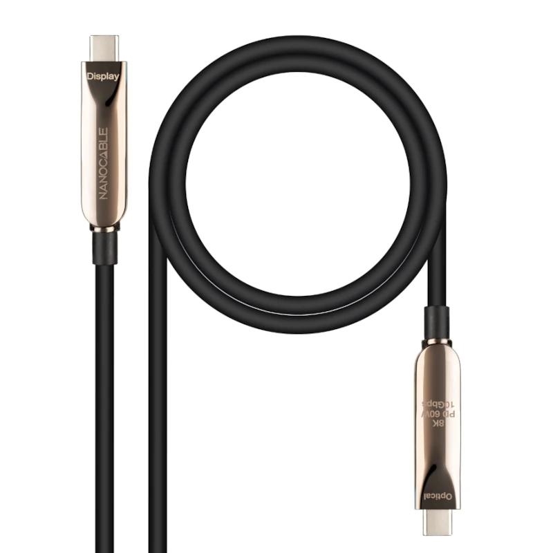 Foto de NANOCABLE Nanocable Cable USB 3.2 Gen2x1 AOC Tipo C Macho/Macho 10m · 60W · 8K (PN: 10.01.4610)